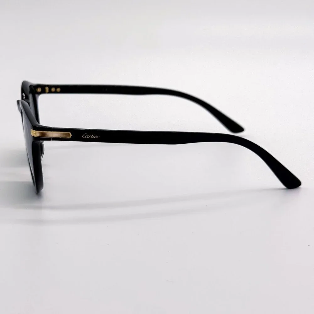 NEW CARTIER CT0010S 004 MEN BLACK ROUND SUNGLASSES